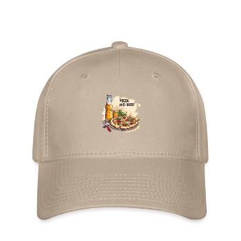 Pizza and Beer Essen Alkohol Lustige Sprüche - Flexfit Cap - Khaki - Vorne