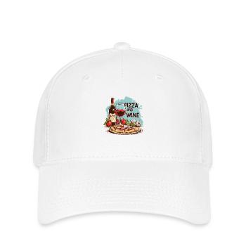 Pizza and Wine Food Alcohol - Flexfit Cap - white - Front