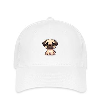 Digital illustration of cute Pug - Flexfit Cap - white - Front