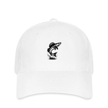 Big Jumping Zander Fish - Flexfit Cap - white - Front