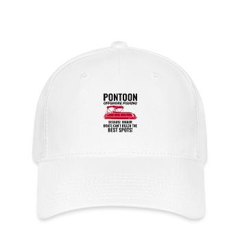 Ponton Bateau Moteur Navigation De Plaisance Hors Courte Pêche Drôle - Casquette Flexfit - blanc - Devant