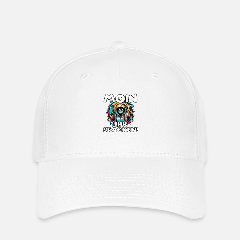 Moin ihr Spacken Norddeutsche Sprüche - Flexfit Cap - Weiß