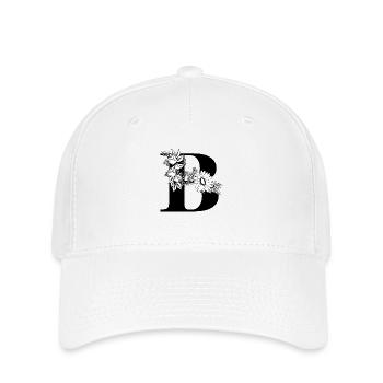 Lettre b floral noir et blanc - Casquette Flexfit - blanc - Devant