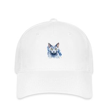 Chat bleu russe Aquarelle - Casquette Flexfit - blanc - Devant