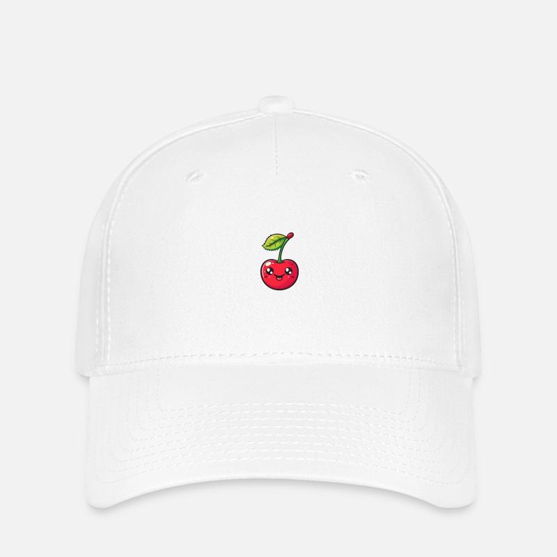 Happy cherry in red cartoon style - Flexfit Cap - white