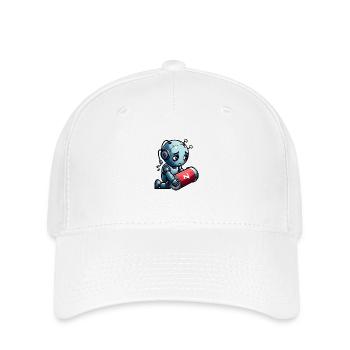 Energiefreier Roboter - Flexfit Cap - Weiß - Vorne