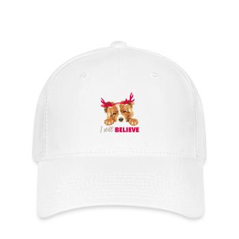 Niedlicher spähender Collie-Hund mit weihnachtlichen Hirschhörnern - Flexfit Cap - Weiß - Vorne