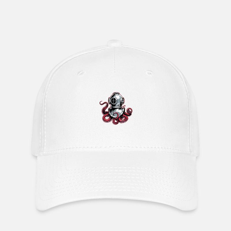 Calmar avec casque de plongée - Casquette Flexfit - blanc