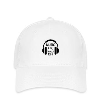 Music On, World Off – Casque minimaliste - Casquette Flexfit - blanc - Devant