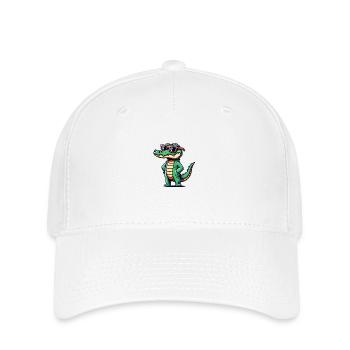 Crocodile Bande Dessinée Cool - Casquette Flexfit - blanc - Devant