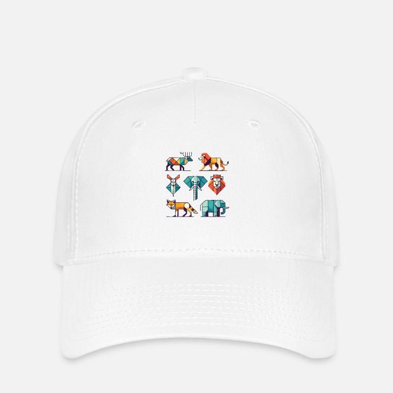 Animaux géométriques - Casquette Flexfit - blanc