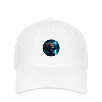 L’ours attrape du poisson au clair de lune - Casquette Flexfit - blanc - Devant