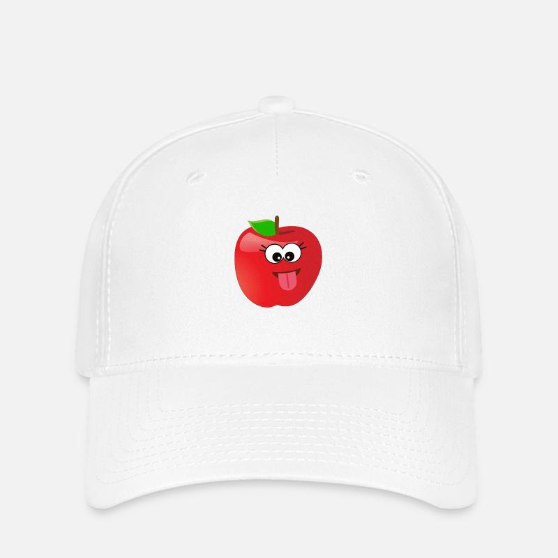 Funny smiling apple fruit with face - Flexfit Cap - white