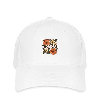 Tropical - summer motif with exotic flowers - Flexfit Cap - white - Front