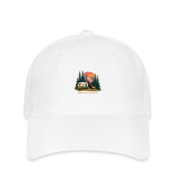 Wandern Sie mehr, machen Sie sich weniger Sorgen – Retro Camper, Berg - Flexfit Cap - Weiß - Vorne