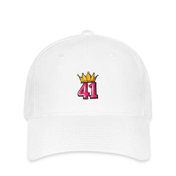 41 Zahl Krone - Flexfit Cap - Weiß - Vorne