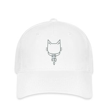 Süße Katze mit Halsband baumelt - Flexfit Cap - Weiß - Vorne