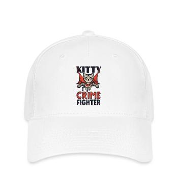 Katze Superheld - Flexfit Cap - Weiß - Vorne