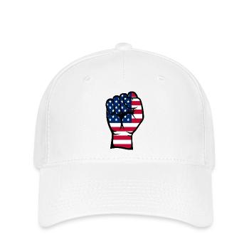 Symbole de la main du poing du drapeau des États-Unis - Casquette Flexfit - blanc - Devant