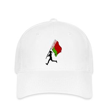Flagge Weißrussland Frau läuft - Flexfit Cap - Weiß - Vorne
