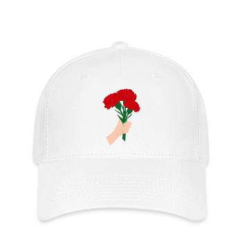 Pour vous- Fleur d’œillet rouge3 - Casquette Flexfit - blanc - Devant