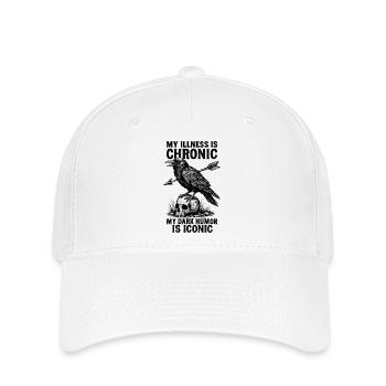 Meine Krankheit ist chronisch, mein schwarzer Humor ist ikonisch - Flexfit Cap - Weiß - Vorne