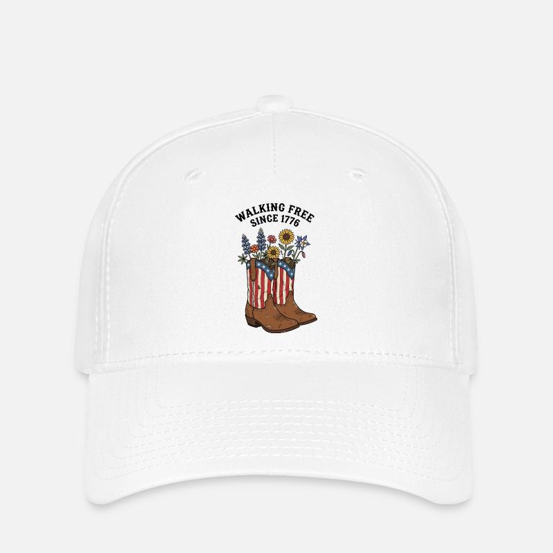 Marcher librement depuis 1776 Bottes - Casquette Flexfit - blanc