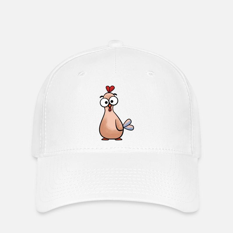 Poulet aux yeux googly de dessins animés - Casquette Flexfit - blanc