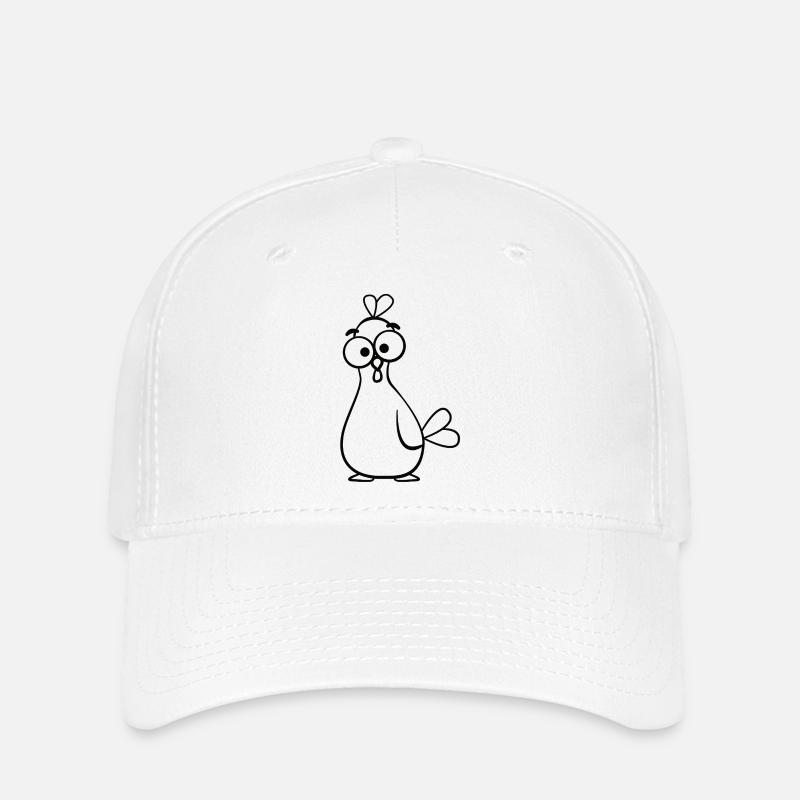 Odd Cartoon Chicken Illustration - Flexfit Cap - white