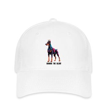 Geometrischer Dobermann-Pinscher – Hüte dich vor dem Stillen – - Flexfit Cap - Weiß - Vorne