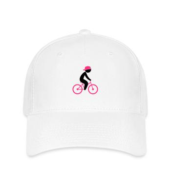 Un cycliste monte sur son vélo - Casquette Flexfit - blanc - Devant