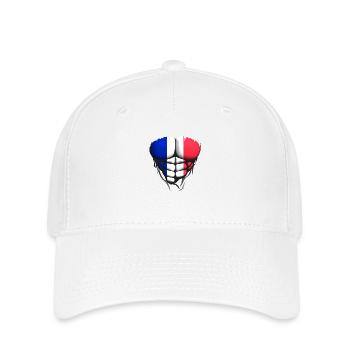 francais drapeau torse corps muscle abdo - Casquette Flexfit - blanc - Devant