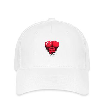 turquie drapeau torse corps muscle abdos - Casquette Flexfit - blanc - Devant