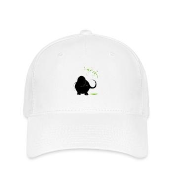 Schwarzer Elefant mit grüner Farbe - Flexfit Cap - Weiß - Vorne