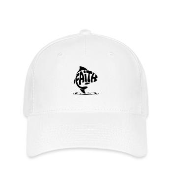Gott Fisch - Christliches Logo - Flexfit Cap - Weiß - Vorne