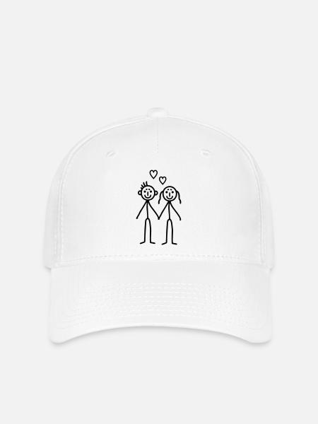 Strichmännchen verliebt - Flexfit Cap - Weiß