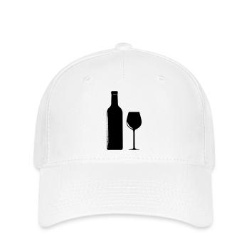 Wein Weinflasche Weinglas - Flexfit Cap - Weiß - Vorne