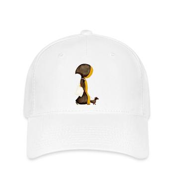 Münchner Kindl avec sac de jute et teckel - Casquette Flexfit - blanc - Devant