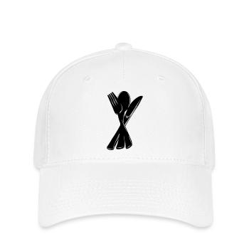 Fourchette et cuillère à couteaux - Casquette Flexfit - blanc - Devant