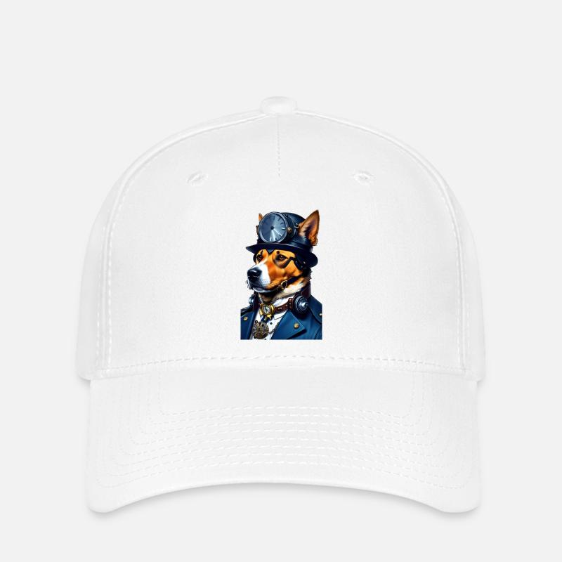 Steampunk Buddy Hund - Flexfit Cap - Weiß
