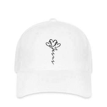 Jesus Schrift Herz Blume - Flexfit Cap - Weiß - Vorne