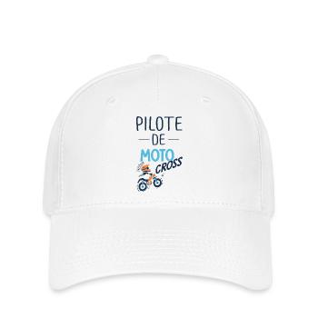 pilote de motocross enfant bébé moto cross - Casquette Flexfit - blanc - Devant