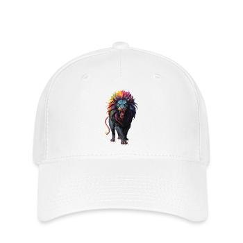 Mehrfarbiger Löwe - Flexfit Cap - Weiß - Vorne