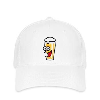 Happy Bierglas (Bier / Willibecher / Lustig / 3C) - Flexfit Cap - Weiß - Vorne