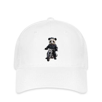 Biker Panda - Flexfit Cap - Weiß - Vorne