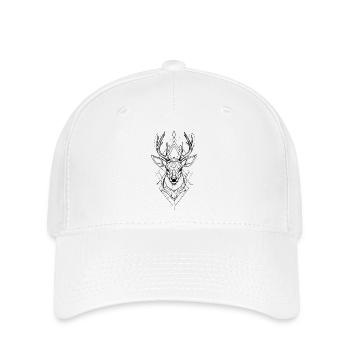 Hirsch Hirschgeweih Geometrisch Tier Wald Natur - Flexfit Cap - Weiß - Vorne
