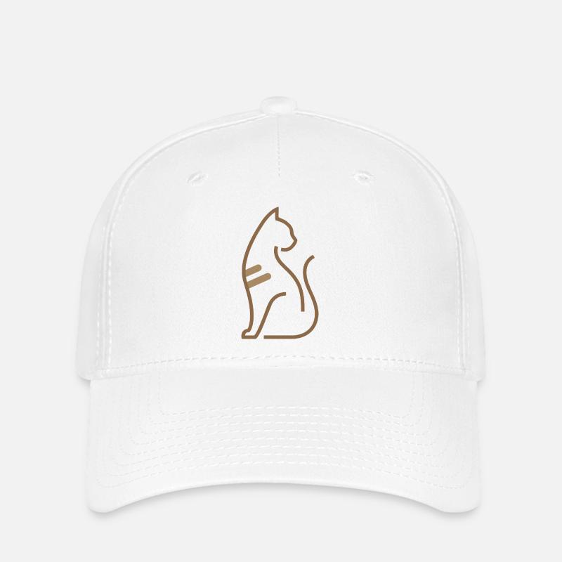 Abstract Cat – Modern Line Motif - Flexfit Cap - white