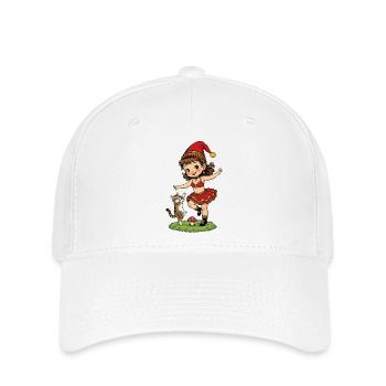 La fille lutin danse avec un chat - Casquette Flexfit - blanc - Devant