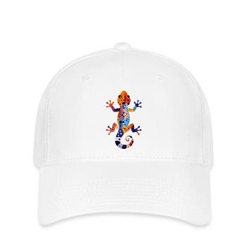 Bunter Gecko Eidechse Farbexplosion Sommer Motiv - Flexfit Cap - Weiß - Vorne