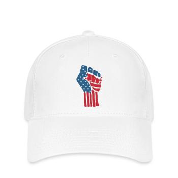 Drapeau USA sur un poing serré levé - Casquette Flexfit - blanc - Devant